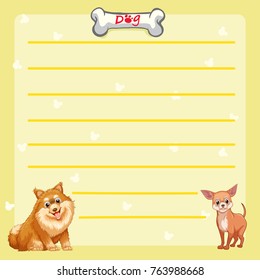 Paper template with cute dogs illustration