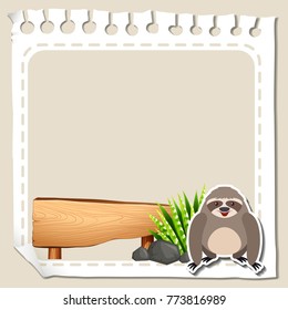 Paper template with cute sloth illustration