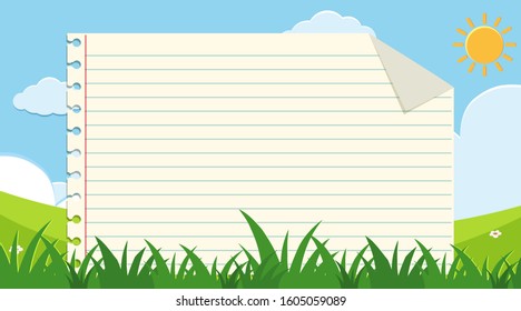 Paper template with garden in background illustration