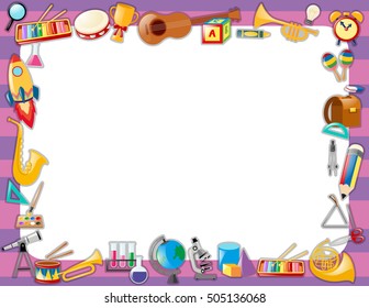 Paper template with instruments on border illustration