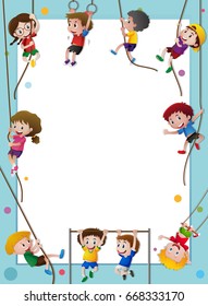 Paper Template Kids Climbing Rope Illustration Stock Vector (Royalty ...