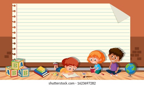 Paper Template Kids Reading Book Background Stock Vector (Royalty Free ...