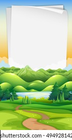 paper template with park background illustration