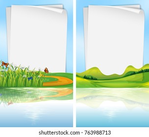 Plantilla de papel con escena de estacionamiento en la ilustración de fondo