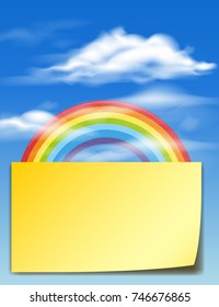 Paper template with rainbow in the sky illustration