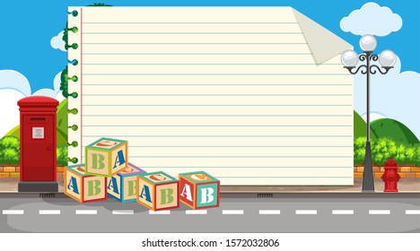 Plantilla de papel con ruta en la ilustración de fondo