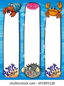 Paper template with sea animals illustration