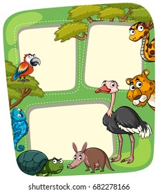 Papiervorlage mit wilden Tieren, Illustration