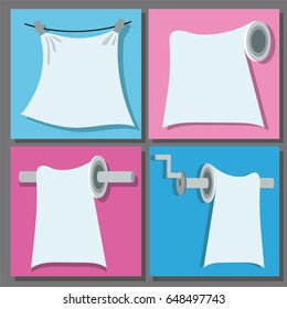 Paper Templates in the form of Rolls for Different Slogans and Other Information. Vector illustration