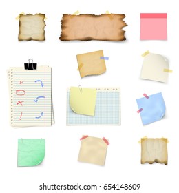 Paper templates for notes, isolated on white background 