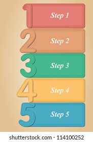 Paper templates numbered from 1 to 5 (leather design)-vector