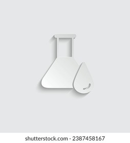 Icono de tubo de ensayo de papel vector Vidrio de laboratorio Tubo de experimentación 