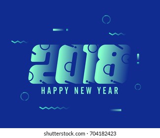 Texto en papel de 2018 sobre fondo azul, Feliz Año Nuevo fondo.