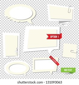 Paper text bubbles. Vector note.