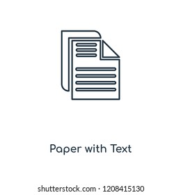 Paper with Text concept line icon. Linear Paper with Text concept outline symbol design. This simple element illustration can be used for web and mobile UI/UX.