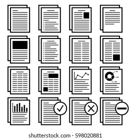 Paper with text icon with a variety of layout. Vector illustration