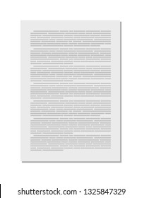 Paper with text on white background
