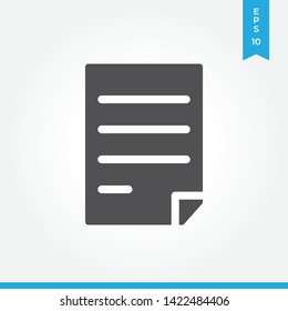 Paper with text vector icon, simple sign for web site and mobile app.