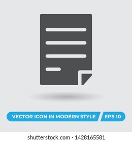 Paper with text vector icon, simple sign for web site and mobile app.
