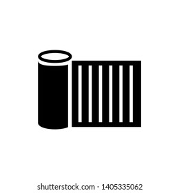 Paper or Textile Fabric Roll. Flat Vector Icon illustration. Simple black symbol on white background. Paper or Textile Fabric Roll sign design template for web and mobile UI element