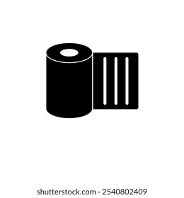 Paper or Textile Fabric Roll Solid Flat Vector Icon Isolated on White Background.