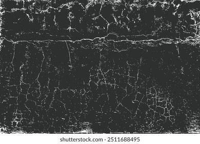 Grunge preto e branco. Textura de sobreposição de angústia. Abstrato pó de superfície e conceito de fundo de parede suja áspera. Efeito desgastado, rasgado e resistido. Ilustração vetorial, EPS 10.