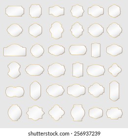 Paper texture collection blank frames and label set. Vector illustration.