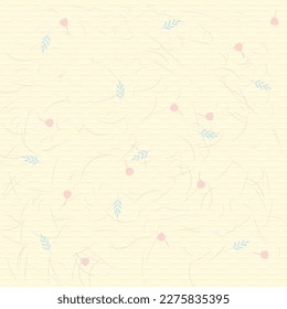 paper texture with fibers and floral elements - vector illustration