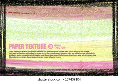 Paper texture for grunge design with handmade frame. Vector illustration.