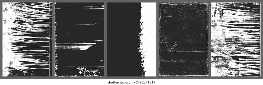 Paper texture. Old wall. Dust black and white background. Grain effect backdrop. Distress overlay texture. Set vector illustration, EPS 10.