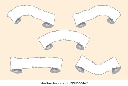 Paper texture ribbons banners isolated background. Can be used show your text. Vector illustration.