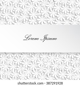 Paper texture white wedding floral background with shadow and textbox