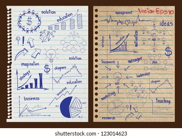 Paper textures background with drawing business strategy plan concept idea, Vector template design