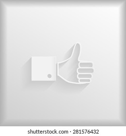 Paper thumb up icon, vector illustration