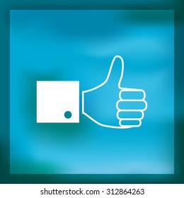 Paper thumb up icon, vector illustration