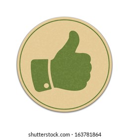 Paper thumb up sticker isolated on white background