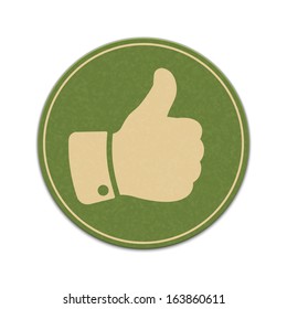 Paper thumb up sticker isolated on a white background