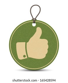 Paper thumb up tag isolated on a white background