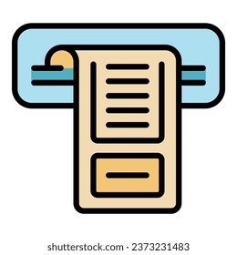 Paper ticket icon outline vector. Museum pass. Admit history color flat