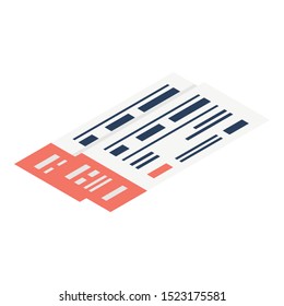 Paper tickets icon. Isometric of paper tickets vector icon for web design isolated on white background