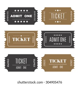 Paper tickets with numbers. Set of vector templates entry tickets. Vector illustration