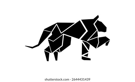 símbolo de tigre de papel, silhueta isolada preta