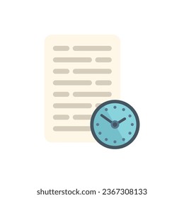 Paper time icon flat vector. Clock project. Work control isolated