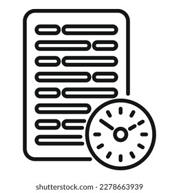 Paper time icon outline vector. Clock project. Work control