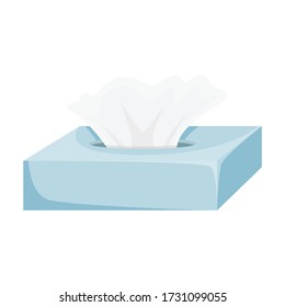 Caja azul de papel tejidos. Ilustración vectorial.