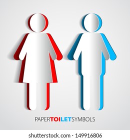 Paper Toilet Symbols - Restroom With Man And Woman Silhouette