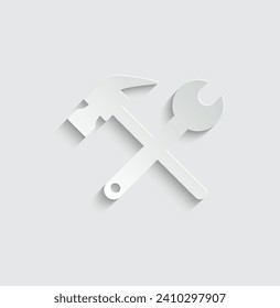 paper Tools icon vector hammer wrench repair icon 