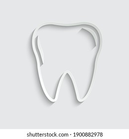 icono del vector negro del diente de papel. icono del dentista 