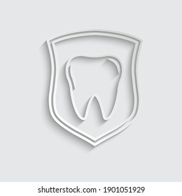 icono de protección dental de papel. Icono de clínica de dientes