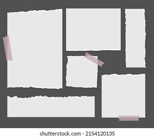 paper torn into several types illustration set. Tape, Texture, Background, Design Source. Vector drawing. Hand drawn style.